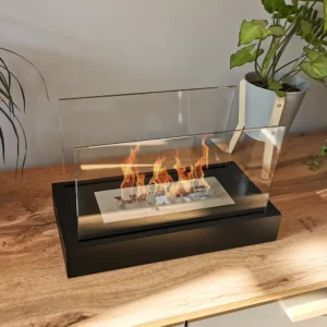 Fritstående biopejs Bolig, sort strukturel mat
