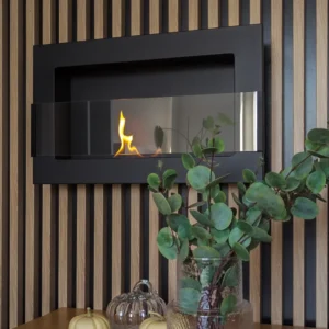 Hængende biopejs med glas 65x40 cm. Matsort struktur