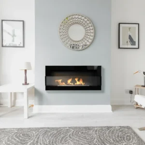 Hængende biopejs med glas 90x40 cm. Sort glans