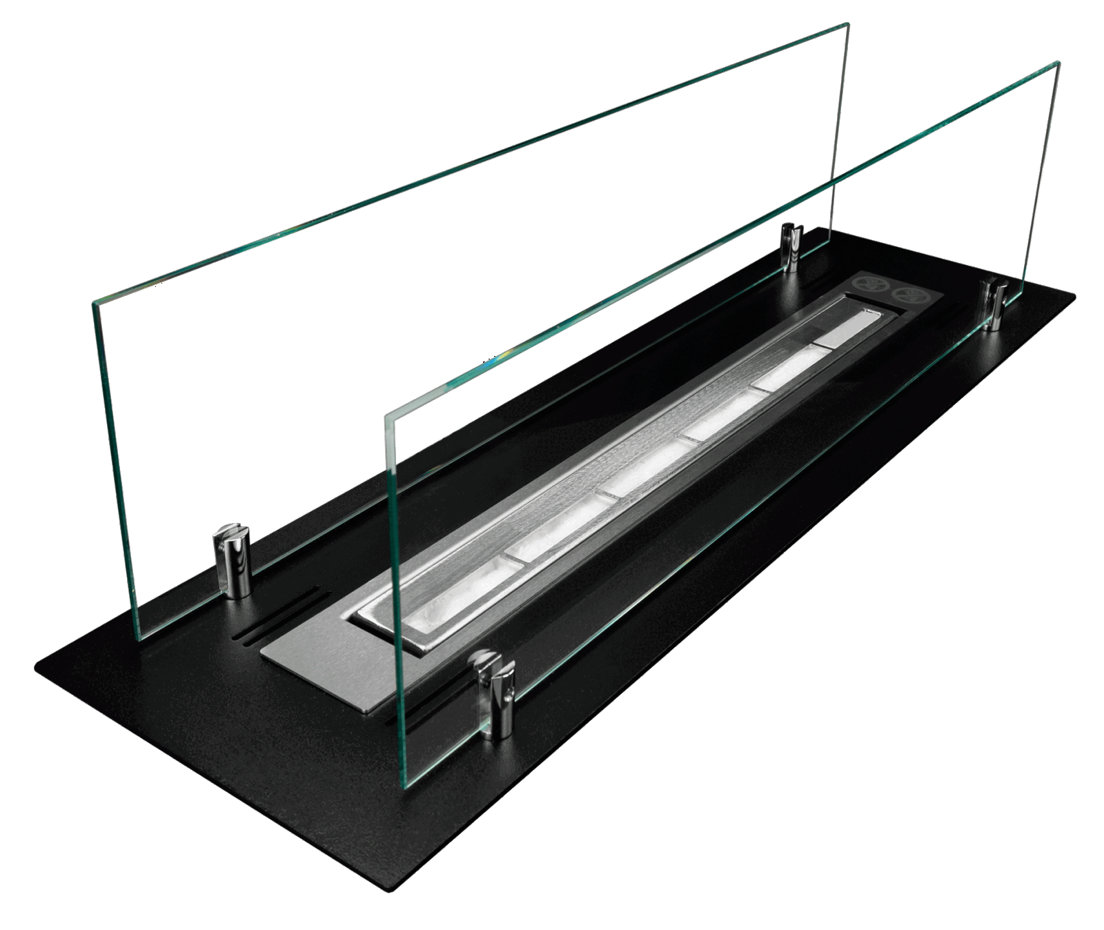 Biopejs til indbygning i bordplade 645x 194x 60 mm sort mat med glas. - Billede 2
