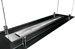 Biopejs til indbygning i bordplade 645x 194x 60 mm sort mat med glas. - Billede 6