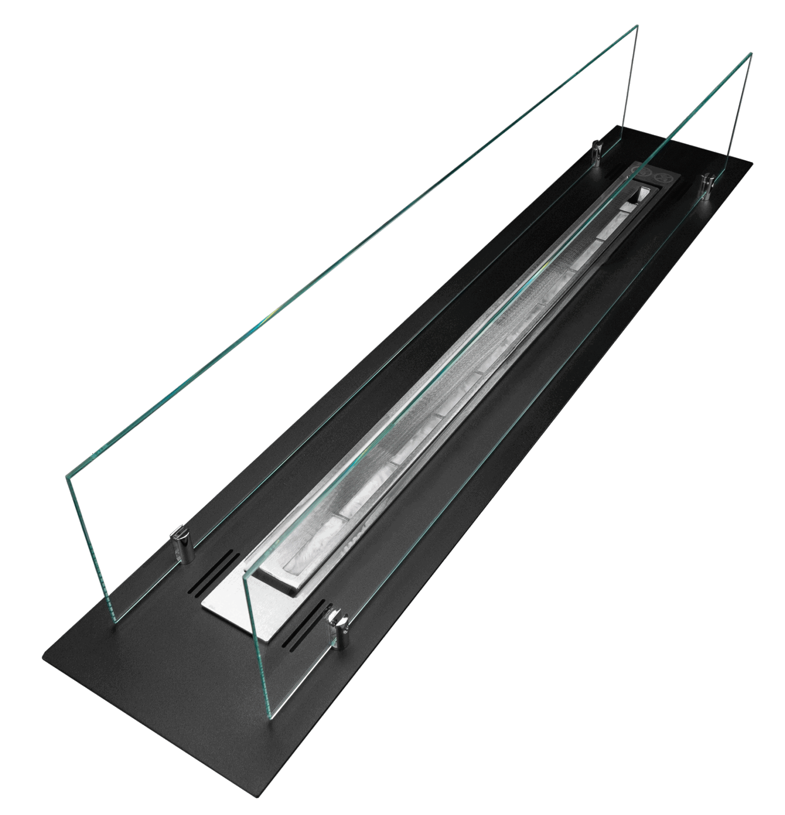Biopejs til indbygning i bordplade 1000 mm sort mat med glas. - Billede 2