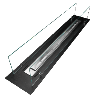 Biopejs til indbygning i bordplade 1000 mm sort mat med glas. - Billede 2