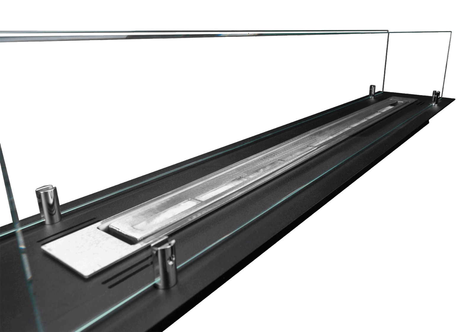 Biopejs til indbygning i bordplade 1000 mm sort mat med glas. - Billede 6