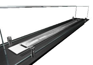 Biopejs til indbygning i bordplade 1000 mm sort mat med glas. - Billede 6