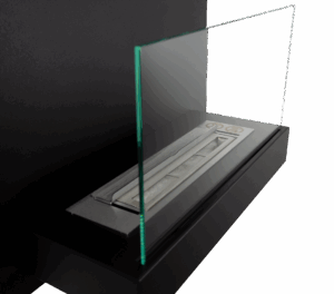 Biopejse til vægophæng, med glas. Moderne design, i sort mat.  450x470x165mm - Billede 3