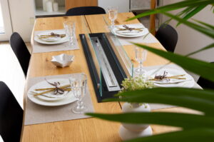 Biopejs til indbygning i bordplade 1000 mm sort mat med glas. - Billede 13