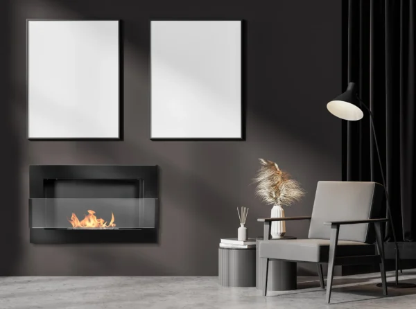 Biopejse til vægophæng 650x400x120mm med glas sort glans - Image 2