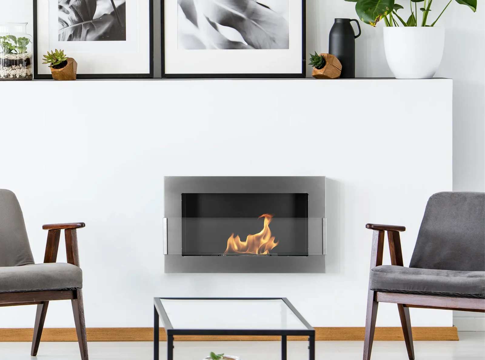 Biopejse til vægophæng 650x400x120mm Rustfri med glas - Billede 2