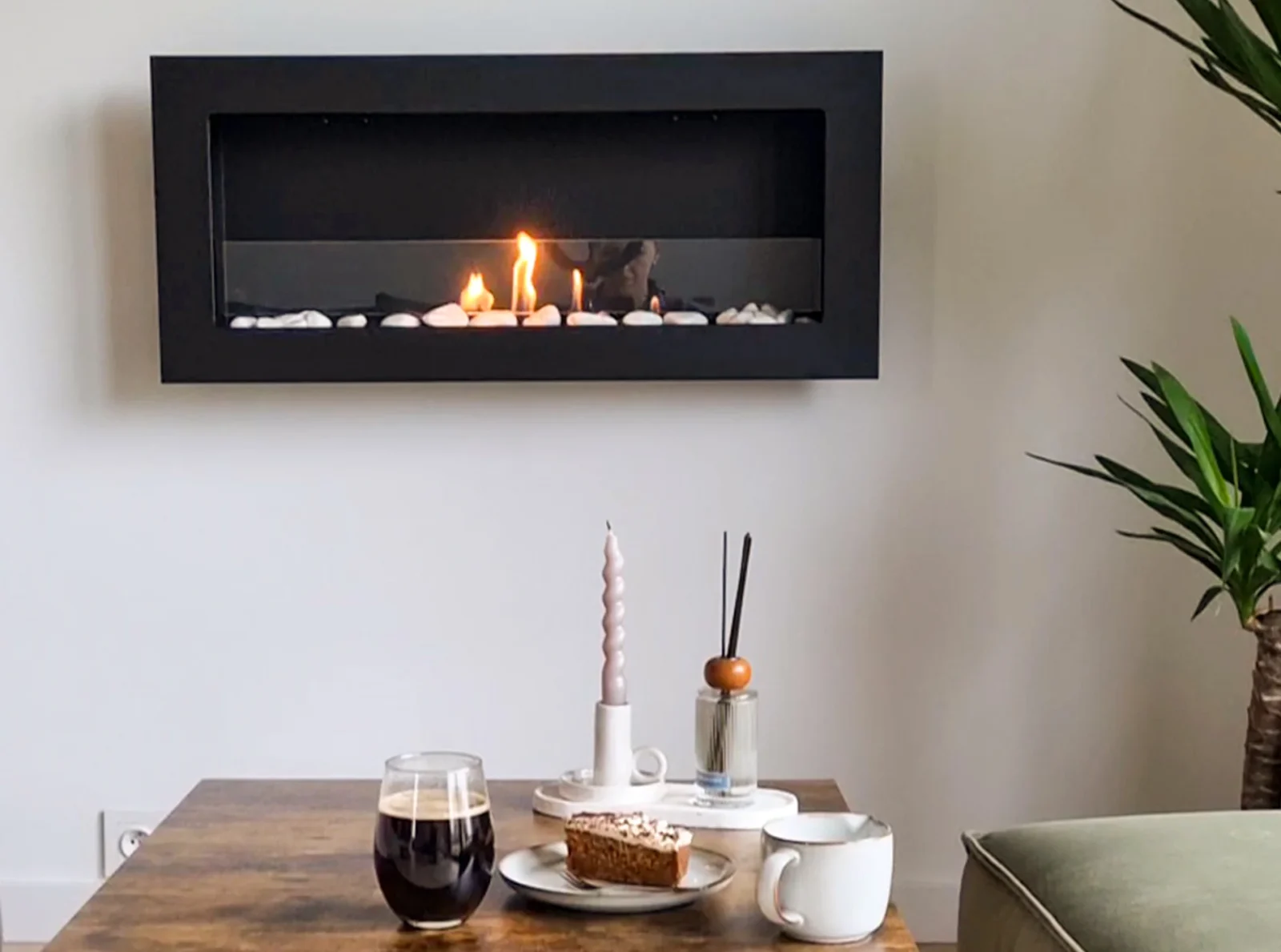Biopejse til vægophæng, Slank sort mat struktur med glas. 900x400x120mm - Billede 10