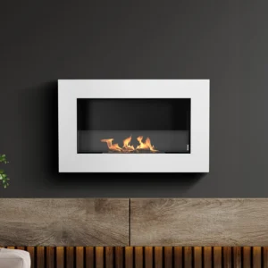 Væghængt biopejs BOX med glas 650×400x120 mm hvid strukturmat