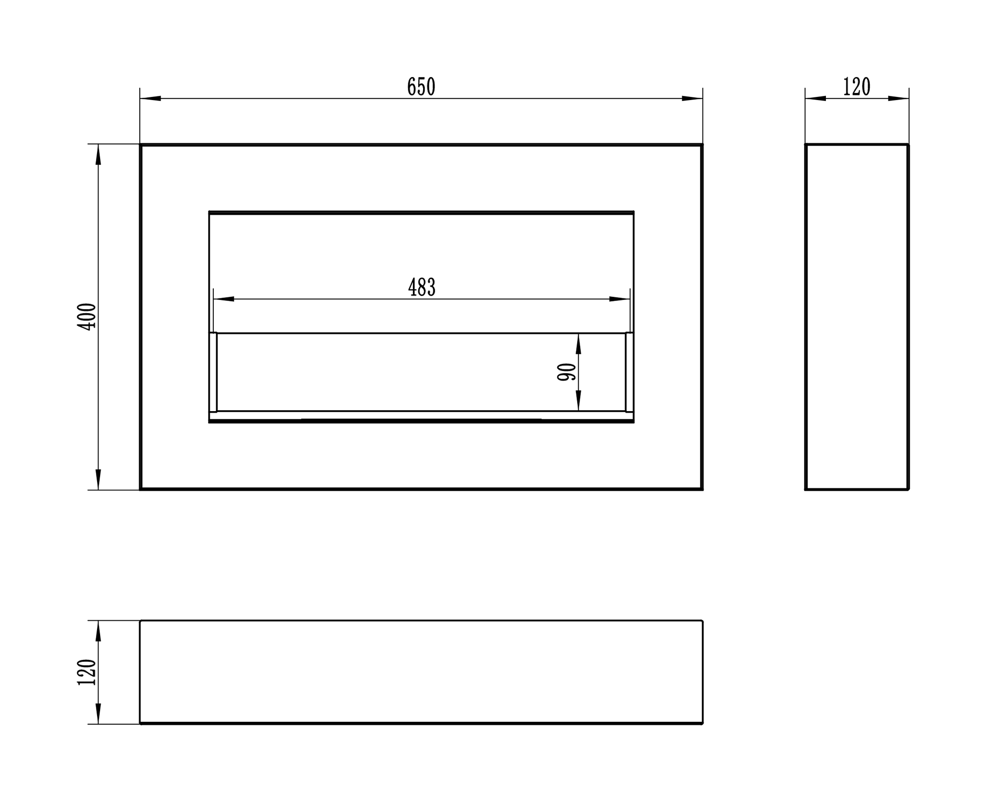 Væghængt biopejs BOX med glas 650×400x120 mm hvid strukturmat - Billede 5