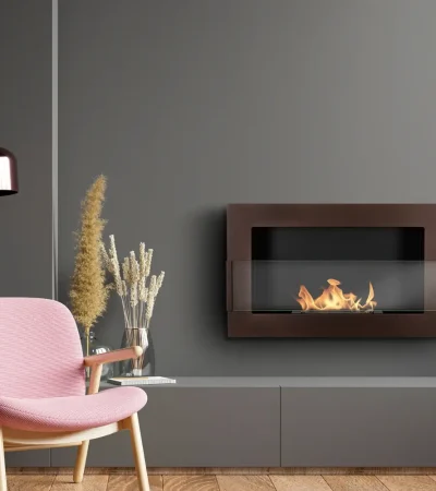 Hængende biopejs med glas 65x40 cm. Mat brun