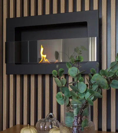 Hængende biopejs med glas 65x40 cm. Matsort struktur