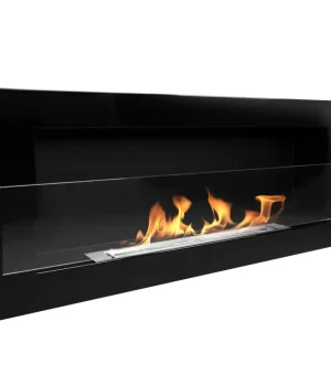 Hængende biopejs med glas 90x40 cm. Sort glans